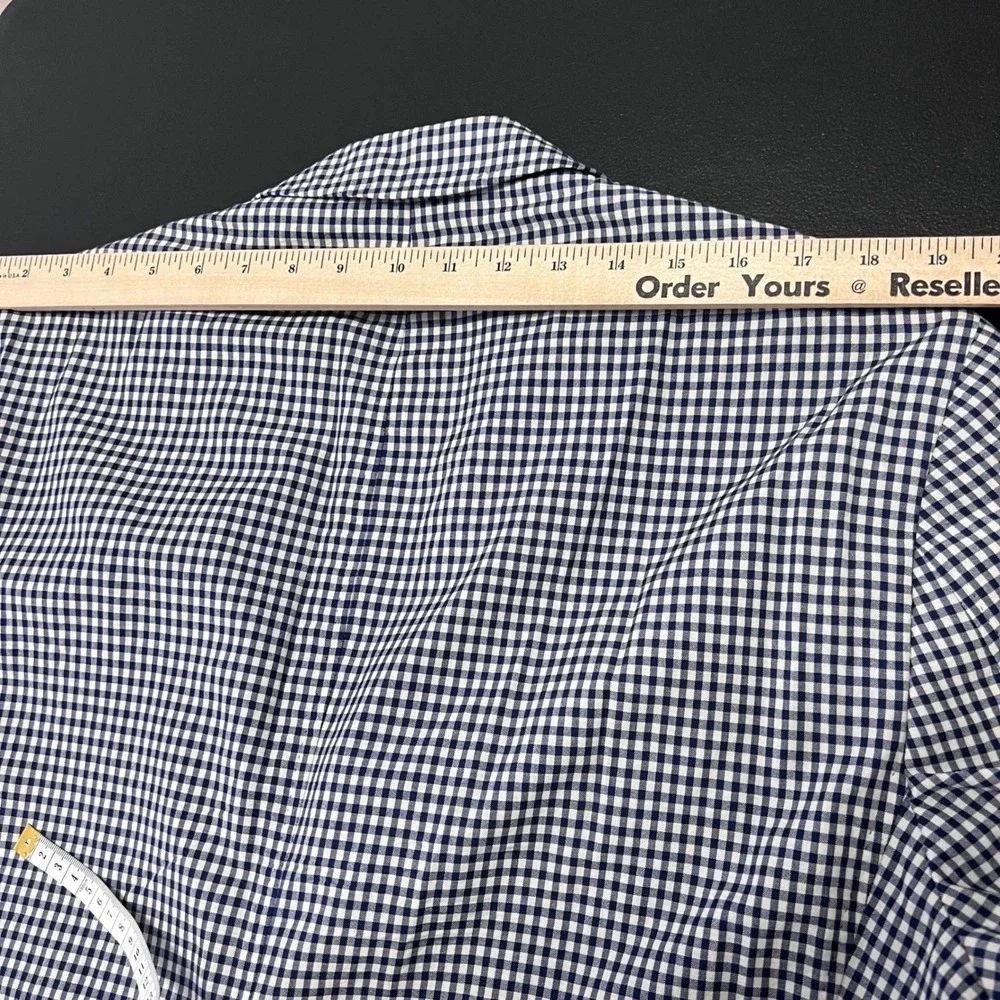 Kroon Sport Coat Mens 44R Navy Gingham Check Wool Blend Bono Blazer Stretch